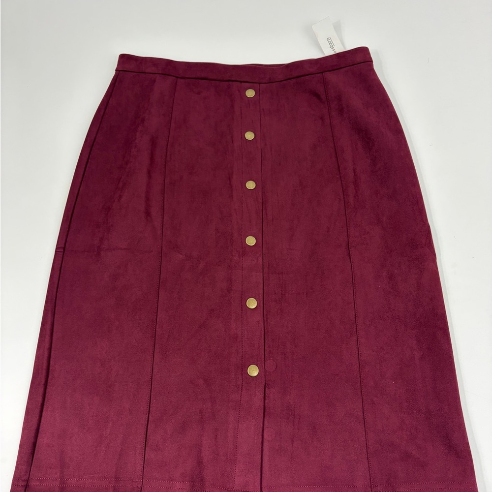 NWT retrology Button-Front Burgundy Midi Skirt M